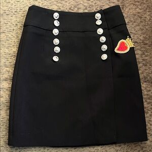 Dolce & Gabbana black shirt heart patch silver buttons 36 size xs